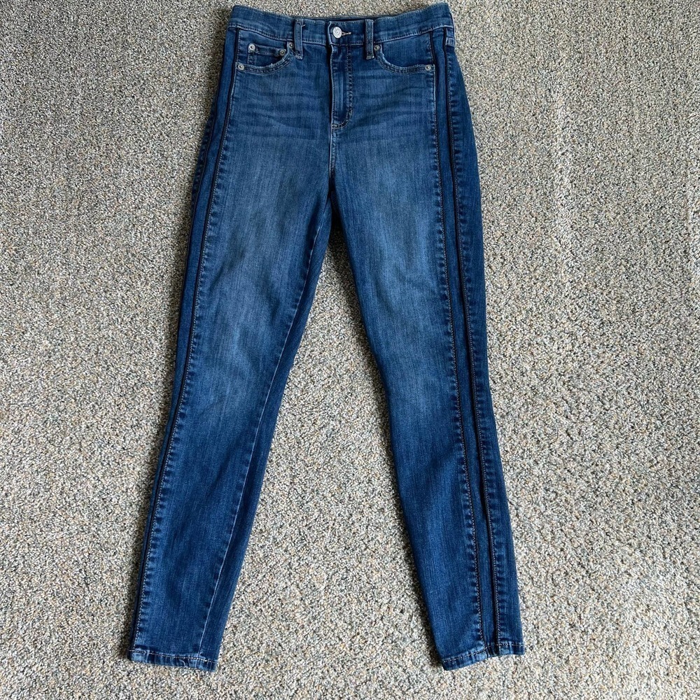BANANA Republic Factory Curvy High Rise Skinny Jeans Side Stripe Women's 27/4 - Picture 2 of 7